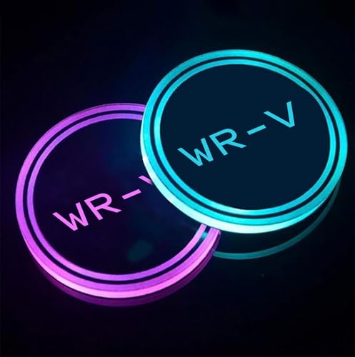 ホンダ WR-V ドリンクホルダー LEDコースター カップホルダー LEDカーウォーター 光る 明るさセンサー 自動点灯消灯 イルミネーション 車内 車載 車用 丸型 ライトパッド マット 2個セット (WR-V)