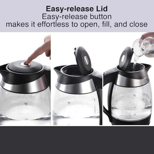 Image of Hawkins Futura 1.8 Litre Electric Glass Kettle, 1300W Electric Hot Water Kettle for Tea, Coffee, Soup, Gargling, Black (FKTB1)