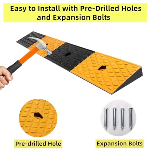 Nisorpa 2" Rise Rubber Curb Ramp Heavy Duty Vehicle Loading Ramps, Load Capacity 10 Ton, 39.3 X 5.9 X 2 in Driveway Threshold Ramp Sidewalk Ramps for Garage Truck Wheelchair Vehicles,1 Pack