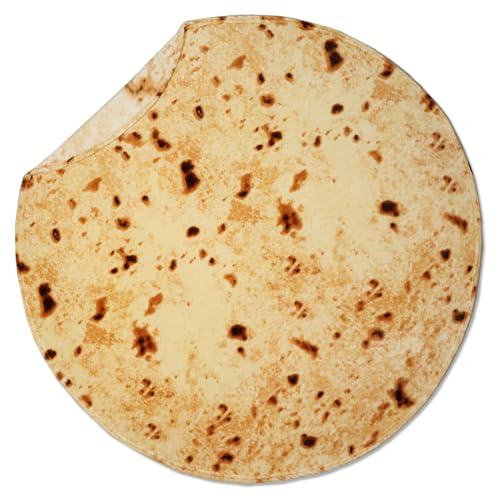 Excervent Tortilla Burritos Wrap Blanket for Adults and Kids, 290 GSM Double Sided Funny Realistic Food Blanket, Novelty Tortilla Super Soft Taco Flannel Throw, 60 inch Yellow