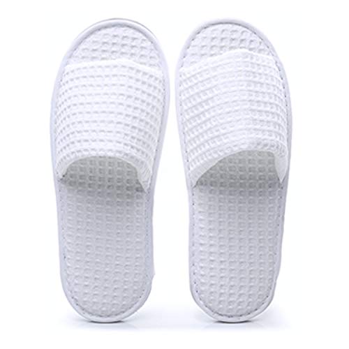 5 Pair of Open Toe Breathable Slippers, Spa Slippers for Guests, Hotel, Travel, Unisex Universal Size Washable and Non-Disposable Waffle
