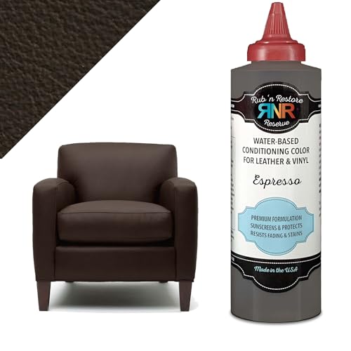 Rub 'n Restore® Reserve - Premium Vinyl & Leather Paint - Conditioning Color for Furniture, Auto, Boat - Restore, Recolor, Sunscreen & Protect - Made in the USA - 8 oz (Espresso)