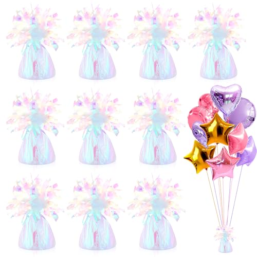 Niuny Poids Ballon Helium Poids Lourds pour Ballons Poid pour Ballon Helium 10pcs Poid Ballons Heliums pour Table en Film 170g pour Centres de Table Anniversaire Mariage (Irisé)