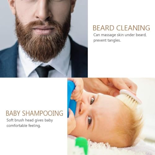 Goat Hair Beard Brush, Retro Oil Head Barber Brush Face Hair Duster Cleaning Brush with Handle for Professional Salon and Home - Image 3