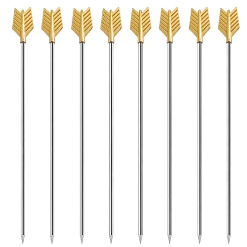 Gold Arrow Design Garnish Cocktail Pick,JfwuHap 8Pcs Martini Picks Fruit Toothpicks Sticks for Fruit Cake dessert Appetizers Sandwich Salad Kitchen Restaurants Bar (Gold)
