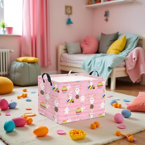 Image of Rectangular Easter Basket Easter Basket for Kids Baby Storage Basket Cute Toy Storage Bin Organizer Shelf Book Basket Easter Room Decor(Line Easter Egg)