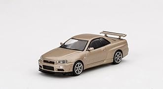 True Scale Miniatures Model Car Compatible with Nissan Skyline GT-R R34 M Spec Silica Breath Bronze Limited Edition 1/64 Diecast Model Car MGT00348