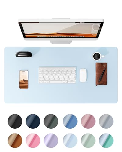 Image of YSAGi Leather Desk Mat, Large Mouse Mat, 60 x 35 cm, Baby Blue