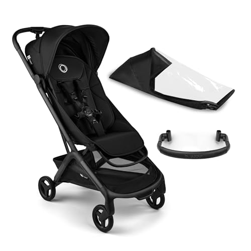 Bugaboo Butterfly 2 Silla de Paseo de Viaje – Pack con Barra de Seguridad y Cubierta para Lluvia – Ligera, Plegable a Una Mano y Asiento Reclinable, de 6 meses a 4 Años – Heritage Black