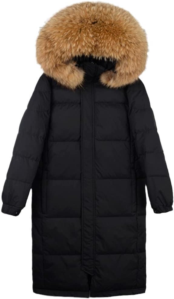 Women 90% White Duck Down Jacket Thick Hooded Long Parkas Oversized Large Real Fur Winter Snow Coat