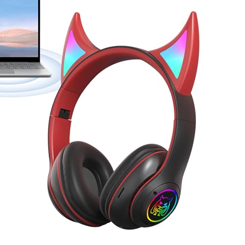 Genérico Auriculares sobre la Oreja para Jugadores,Auriculares para Juegos sobre la Oreja - inalámbricos para Jugadores Devil Cat Ear - supraaurales, Orejeras para Juegos inalámbricos