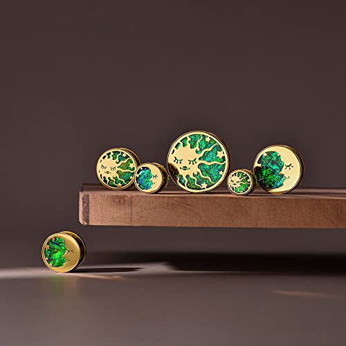 Erkuoo 2Pcs Sun Moon Ear Gauges Screw Ear Tunnels Plugs Flesh Stretchers Piercing Earrings Hangers Expander 0G(8Mm) #TOP4