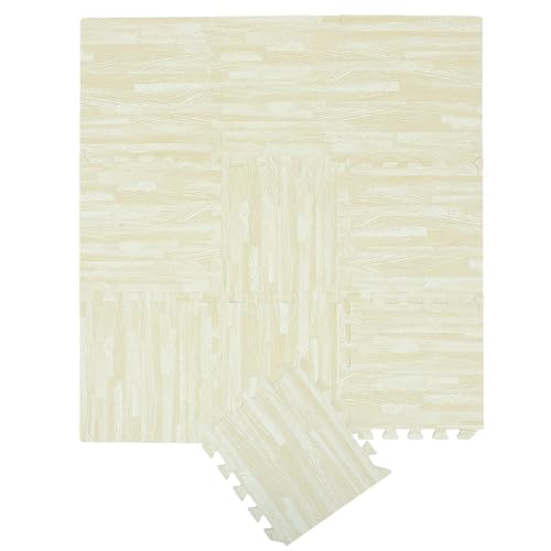 Tapis de jeu pour chambre bébé en mousse douce imitation bois blanc