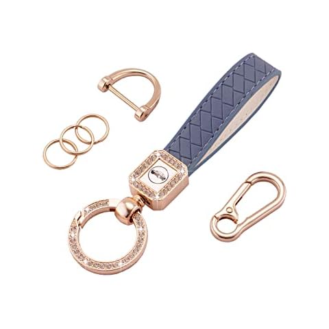 Koaudb Bling Leather Car Keychain with D-ring Cover