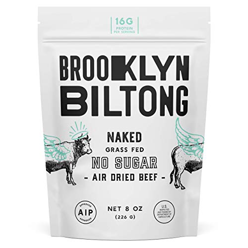 Brooklyn Biltong - Air Dried Grass Fed Beef Snack, South African Beef Jerky - Whole30 Approved, Paleo, Keto, Gluten Free, Sugar Free, Made In Usa - 8 Oz. Bag (Naked) #TOP14