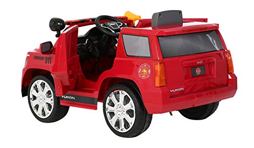 Rollplay 6 Volt GMC Yukon Denali Fire Rescue Toy, Battery-Powered Kid's Ride on Car, Red - Thumbnail 5