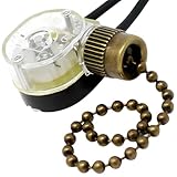CeilingFanSwitch Zing Ear ZE-109 Ceiling Fan Light Lamp Canopy Replacement Pull Chain Switch (Antique Brass)