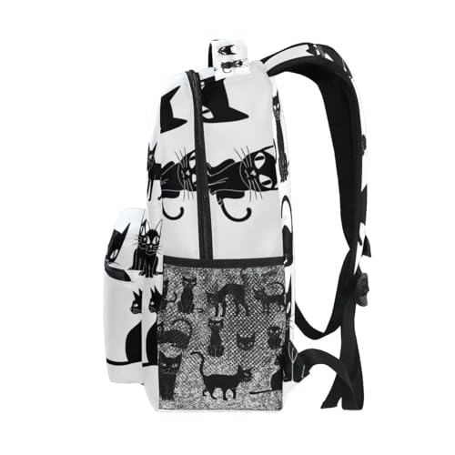 Kid Backpack, Lightweight Kids Travel Bag for Boys Girls Back to School Essentials, 15L, Black Cats Clipart4