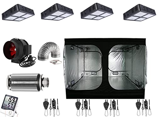 Nito XXL Growbox Komplettset 200x200x200 cm LED 400 W / 600 W NDL Growzelt Aktivkohlefilter (4 * 600 W LED)