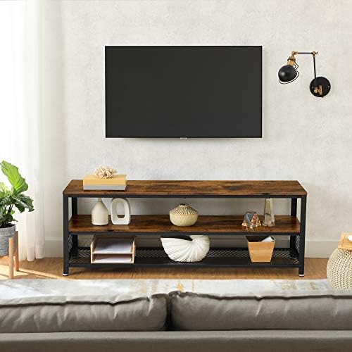 VASAGLE Industrial TV Stand for Screen Size up to 60 Inches, Lengthened TV Cabinet, Console, Coffee Table with Metal Frame, Wood-Like Grain, for Living Room, Bedroom, Rustic Brown LTV50BX