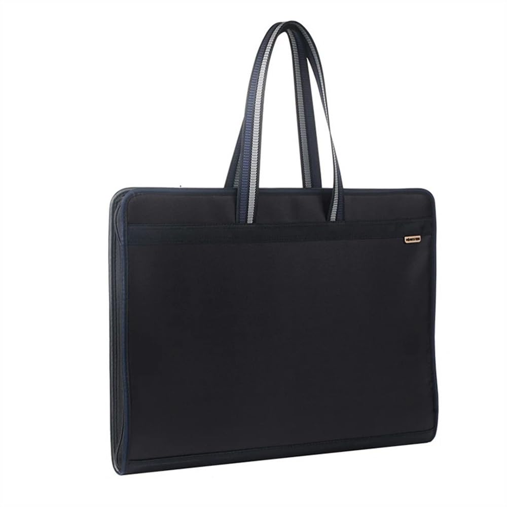 Scatola organizer per cartelle Cartella A3 Borsa multistrato di grande capacità Pacchetto artistico portaoggetti con cerniera in tessuto Oxford(Nero)