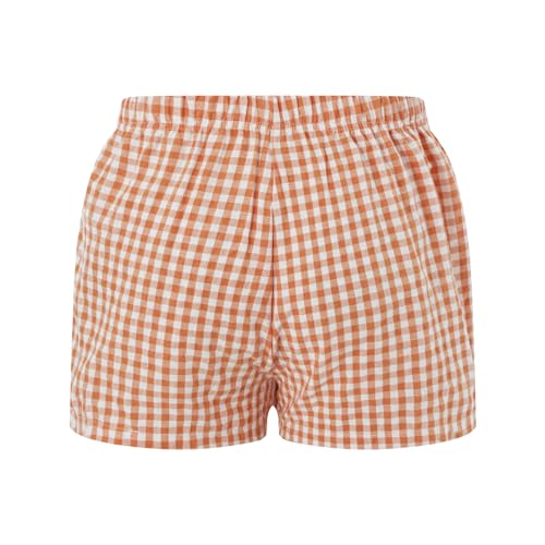 Image of Y2k Plaid Shorts Cute Baggy Ginghem Boxer Shorts for Women Checked Lounge Pajama Bottom Preppy Sleep Pj Shorts
