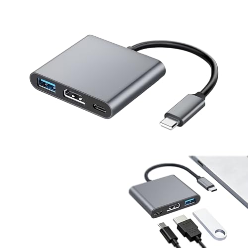 Versatile USB C Hub with 4K HDMI Output - 3 in 1 Adapter Featuring USB Type C Hub with HDMI, USB 3.0 Data Port, and 100W Power Delivery - Multiport Solution for MacBook Pro/Air, XPS, Laptops and More