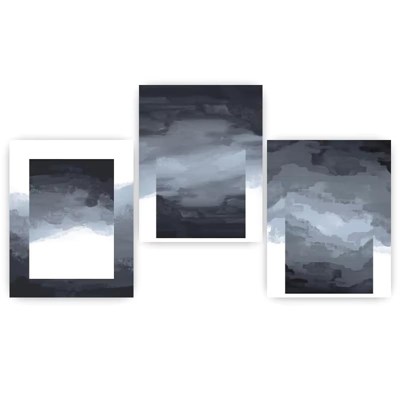 Tableau abstrait encre pour valoriser un mur blanc de salon avec cadre 40x50cm