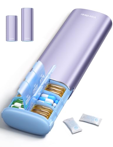 Image of Vaydeer Large Metal AM PM Pill Organizer 7 Day, Moisture-Proof Desiccant