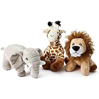 Zappi Co Set Triple de Elefante, Jirafa, León de Peluche Suave