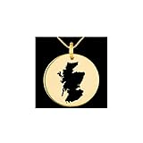 24 mm runde Form, 1,5 mm dick, 14 Karat vergoldetes Sterlingsilber, Anhänger mit Schottland-Karte, Erd-Charm, zierlicher Reiseschmuck | Medaillon mit Abenteuergravur | LKB_MAP_252