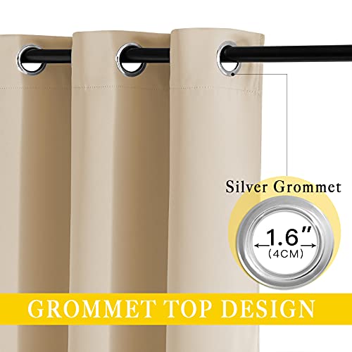 NICETOWN Room Darkening Extra Wide Curtain 102 inch Length, Grommet Thermal Curtain Voice Reducing Window Treatment for Sliding Glass Door/Bedroom, Biscotti Beige, W80 x L102, 1 Panel