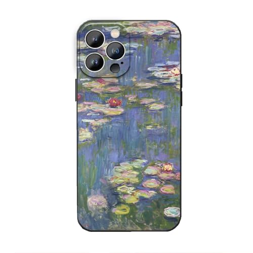 Artizgcase Aesthetic Water Lilies Case for iPhone 14 Pro for Women, Claude Monet Abstract Purple Flower Phone Case for Men, Soft TPU Shockproof Protective Phone Cover
