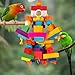 Kyouki Large Parrot Toy, Bird Toys for Cockatoos,Macaws, African Grey, Amazon Parrots,Conures, Lovebirds, Multicolored Natural Wooden Blocks Chewing Toys Bird Cage Accessories (Colorful)