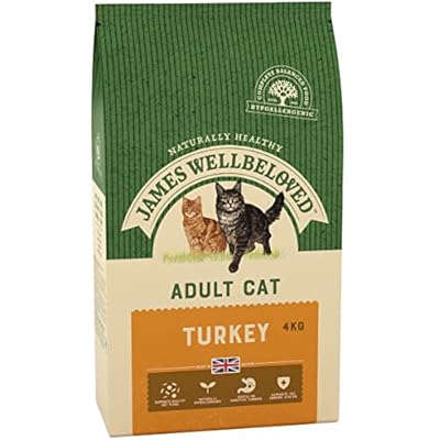 James Wellbeloved Complete Hypoallergenic Adult Dry Cat Food Made With 100% Natural Ingredients and One Source of Animal Protein (Turkey), 4 kg