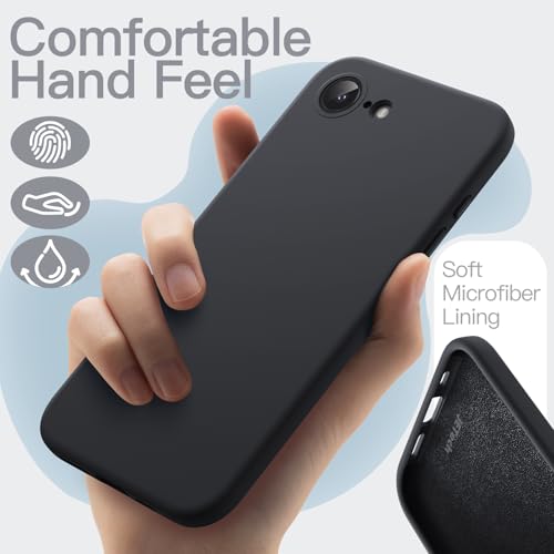 Image of JETech Liquid Silicone Cover Case for iPhone 17e (2026) / iPhone 16e, Silky Soft Touch Full-Body Protective Phone Case, Anti-Scratch Shockproof Cover with Microfiber Lining (Black)