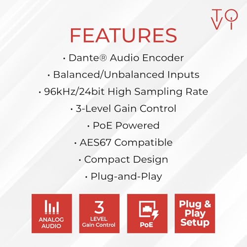 Encodeur analogique ToVi Dante DXA-A2-TX convertisseur 24 bits AES67 - 6