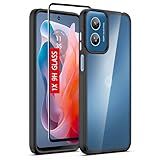 Guarishel for Motorola Moto G-Play-2024 Case: Military-Grade Shockproof Phone Cover with Tempered Glass Screen Protector, Anti-Scratch & Reinforced Bumpers - Clear-Black