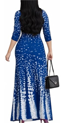 Image of Women's Church Maxi Wrap V Neck 3 /4 Sleeve Tie Waist Plus Size Long Dress | Flattering wrap V-neck design enhances curves. High elastic tie waist accentuates the slimmest part, hides tummy.