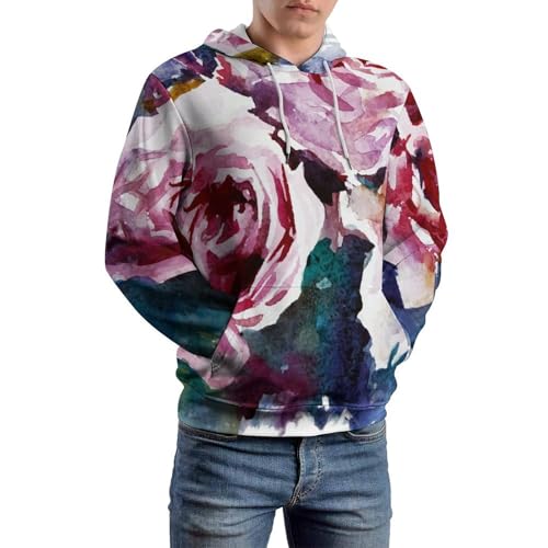 Sweat à capuche aquarelle de fleurs pull unisexe s - 6