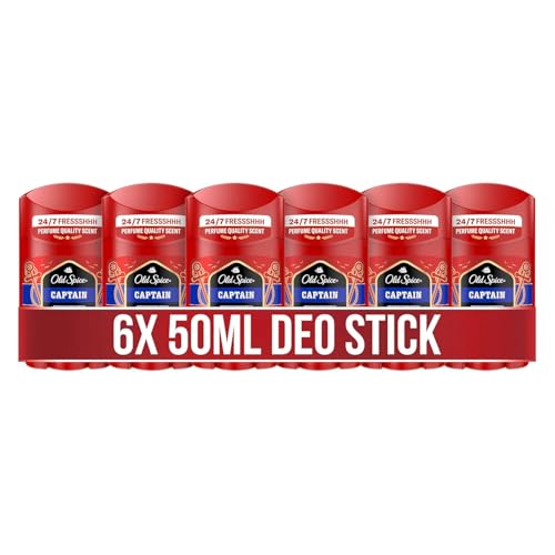 Old Spice Captain Deostick für Männer, 6x50ml , 24/7 Frischhh bei täglicher Anwendung, langanhaltender Duft in Parfumqualität, Schutz vor Gerüchen, Ohne Aluminiumsalze, unsichtbar auf Schwarz und Weiß Old Spice Captain Deostick für Männer, 6x50ml , 24/7 Frischhh bei täglicher Anwendung, langanhaltender Duft in Parfumqualität, Schutz vor Gerüchen, Ohne Aluminiumsalze, unsichtbar auf Schwarz und Weiß