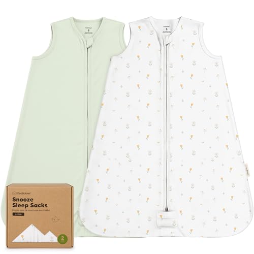 Image of 2-Pack Baby Sleep Sacks, Zipper Wearable Blanket - 100% Organic Cotton 0.5TOG, Soft Lightweight Toddler Sleeping Sack 3-6 months, Easy to Wear Newborn Swaddles Sleepsack (Wildflowers, S)