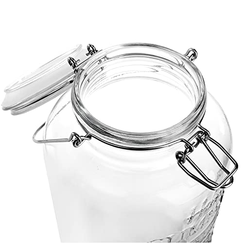 DEAYOU 3L Glass Beverage Dispenser with Tap, Cold Drink Ice Tea Dispenser with Trigger Clamp Locking Lid, Glass Mason Jar Lemonade Liquid Pitcher with Spout for Party, Fridge, Juice, Beer, 0.8 Gallon - Image 4