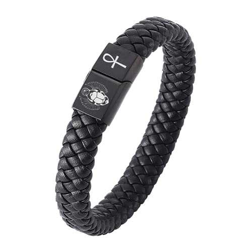 KBNSUIAN Joyería de protección de símbolos egipcios antiguos para hombres y mujeres, pulsera de cuero magnético con ojo de horus Ankh, pulsera de amuleto pagano para él y ella, Cuero Imán