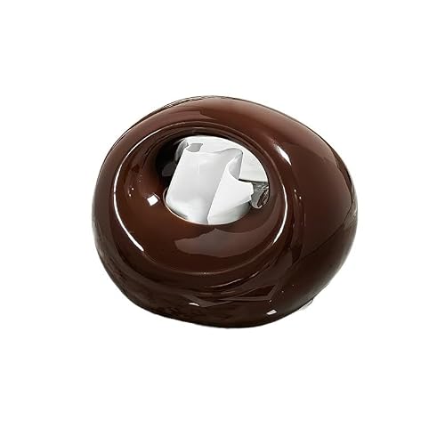 Tissue Holder Dispenser Ceramic Napkin Holder Unique Shape Suitable for Hotel, Bedroom, Kitchen for Living Room(Bruin)