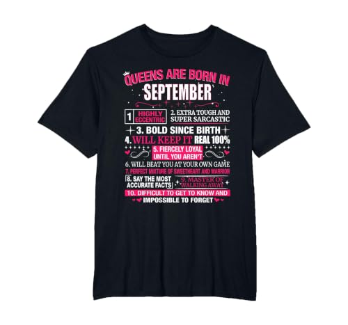 Queens are Born in September T-Shirt T-Shirt, Men's Big and Tall, Black, 3X Tall