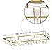 FOMANSH Wine Glass Rack - Under Cabinet Stemware Wine Glass Holder Glasses Storage Hanger 1 Pack Metal Organizer for Bar Kitchen 5 Rows Gold