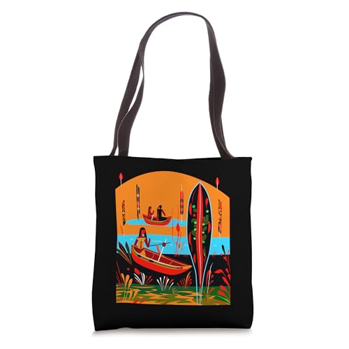 American Indian Canoe Traditional Native Art Tote Bag