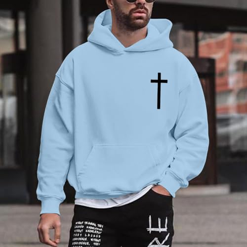 Men's Hooded Pullover Plus Size Loose Long Sleeve Hooded Sweatshirt Fashion Cross Printed Hoodies Autumn Warm Coat3
