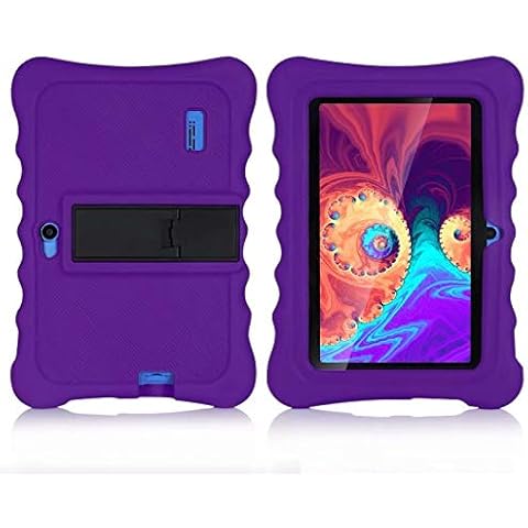 AIJAKO 7 Inch Silicone Case for Kids Tablet Haehne 7/Dragon Touch Y88X Plus Y88X Pro/YUNTAB Q88/ZONKO 7/Contixo 7/Tagital T7K/iRULU X37/SIXGO 7/INONI 7/LAMZIEN 7/Dasuy 7/CARRVAS 7/Pritom 7 (Purple) Cover